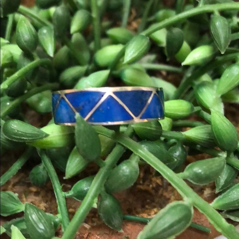 Blue and sterling silver ring